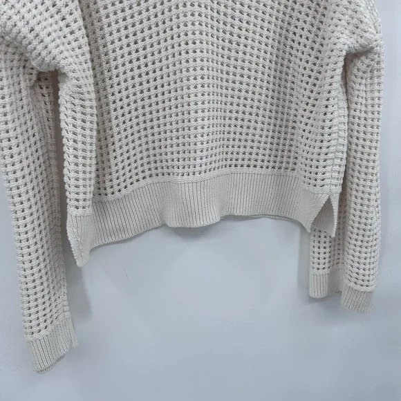 Abercrombie & Fitch Womens Open Knit V-‎ Neck Collared Sweater Size M Ivory - Picture 3 of 8